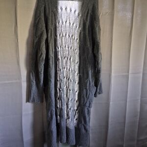 Pink Rose Charcoal Cable Knit Cardigan